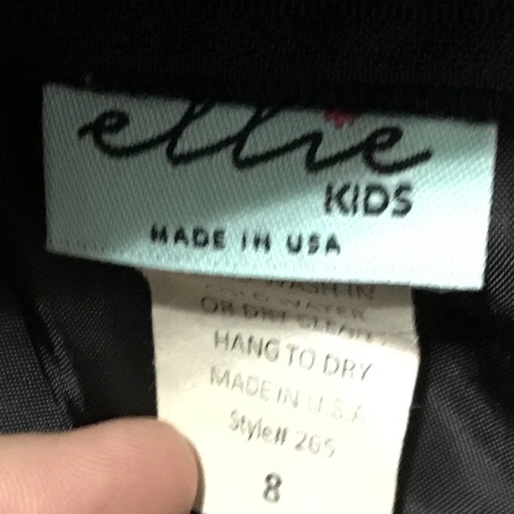 Ellie Kids Black Full Sleeveless Dress with Rhinestone Embellished Belt size 8 - Picture 6 of 7